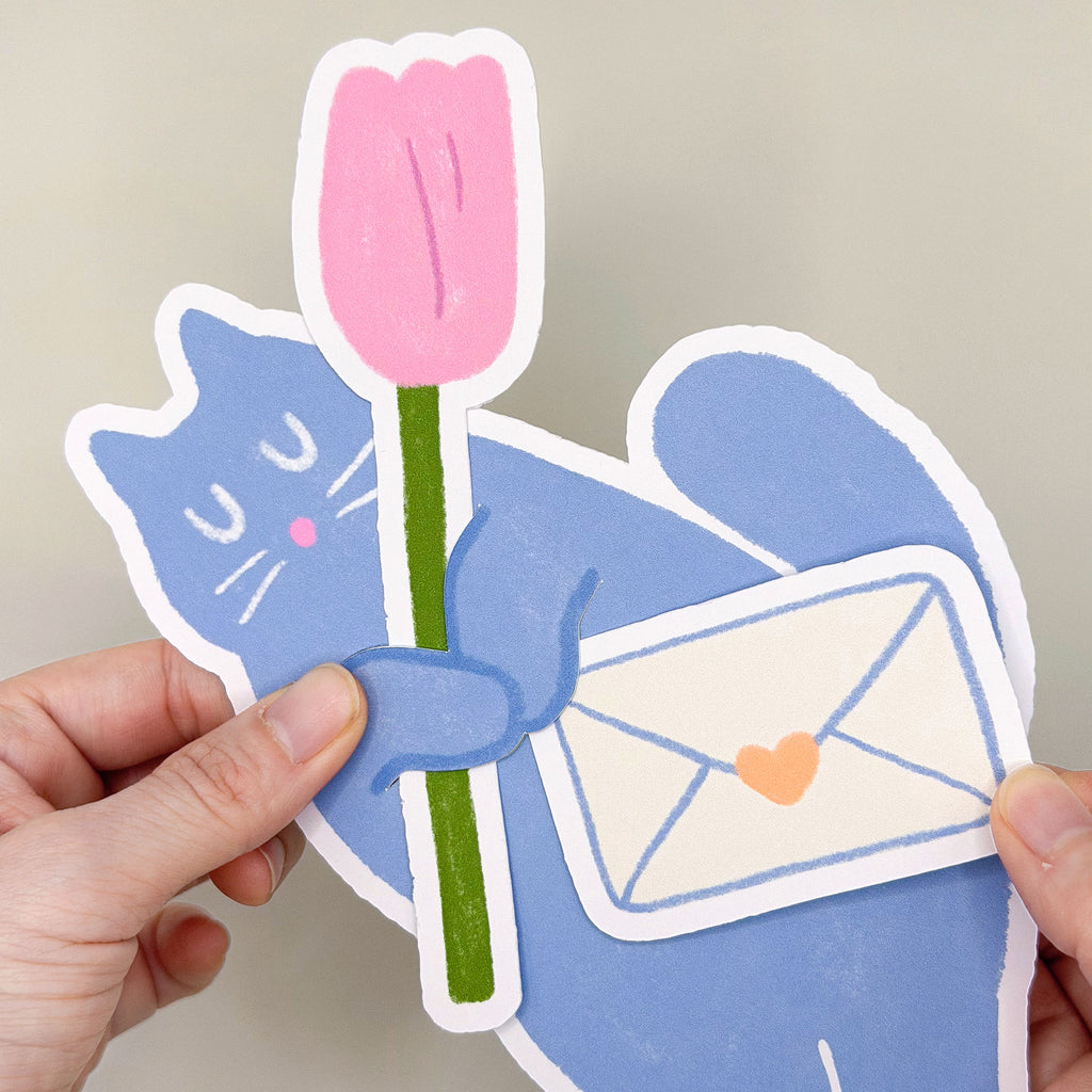 Blooming Cat Tuck-In Greeting Card