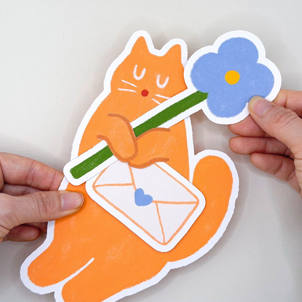 Blooming Cat Tuck-In Greeting Card