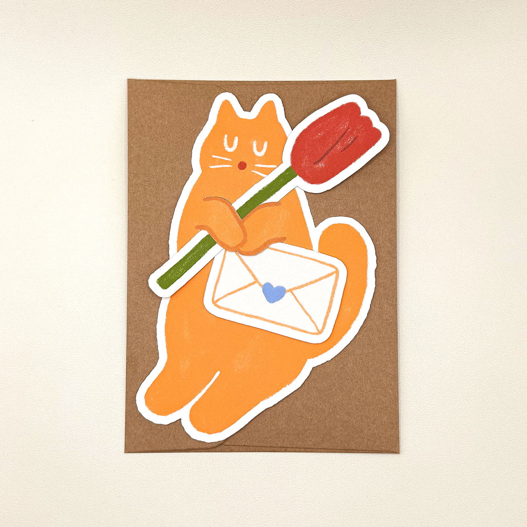 Blooming Cat Tuck-In Greeting Card