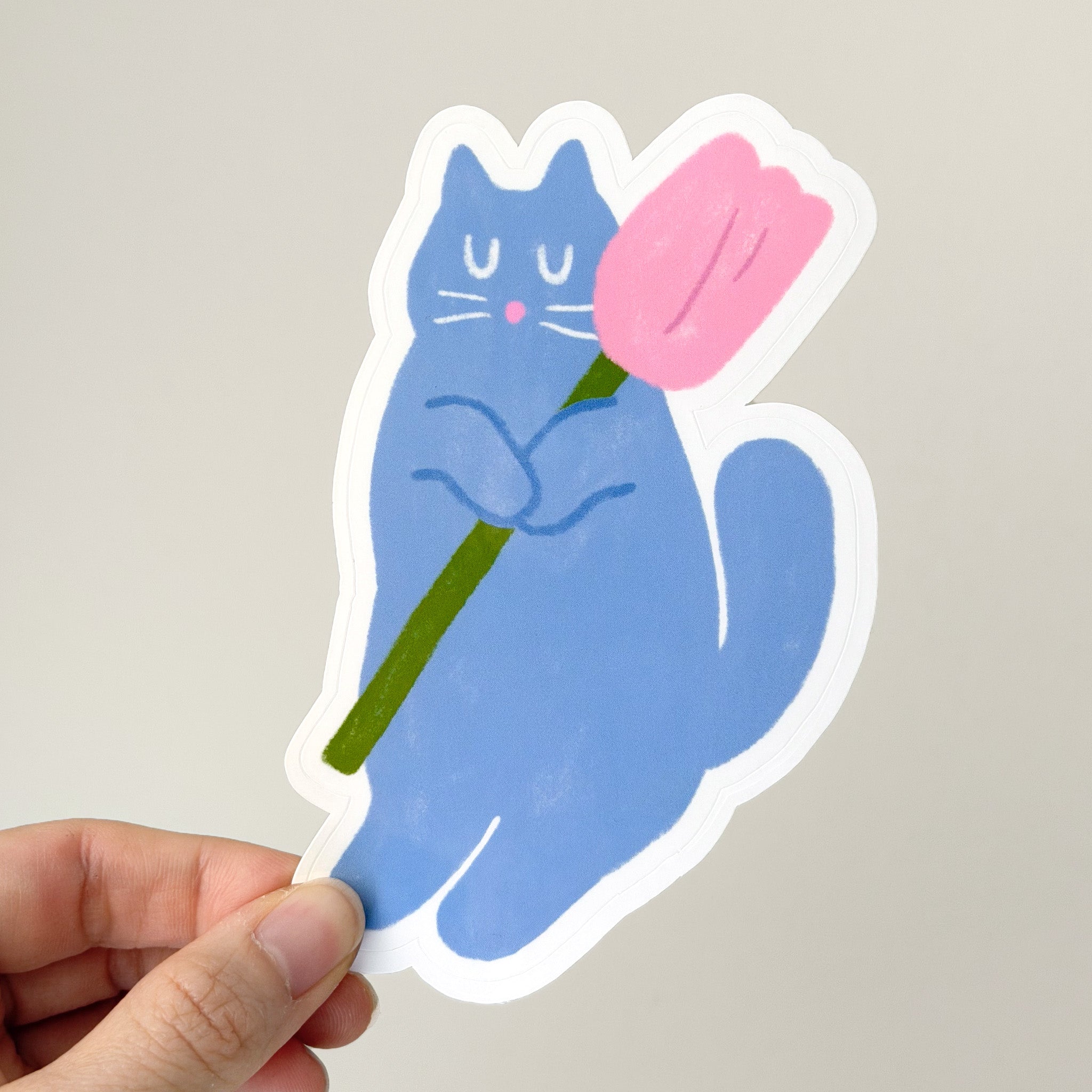 Blooming Blue Cat Sticker