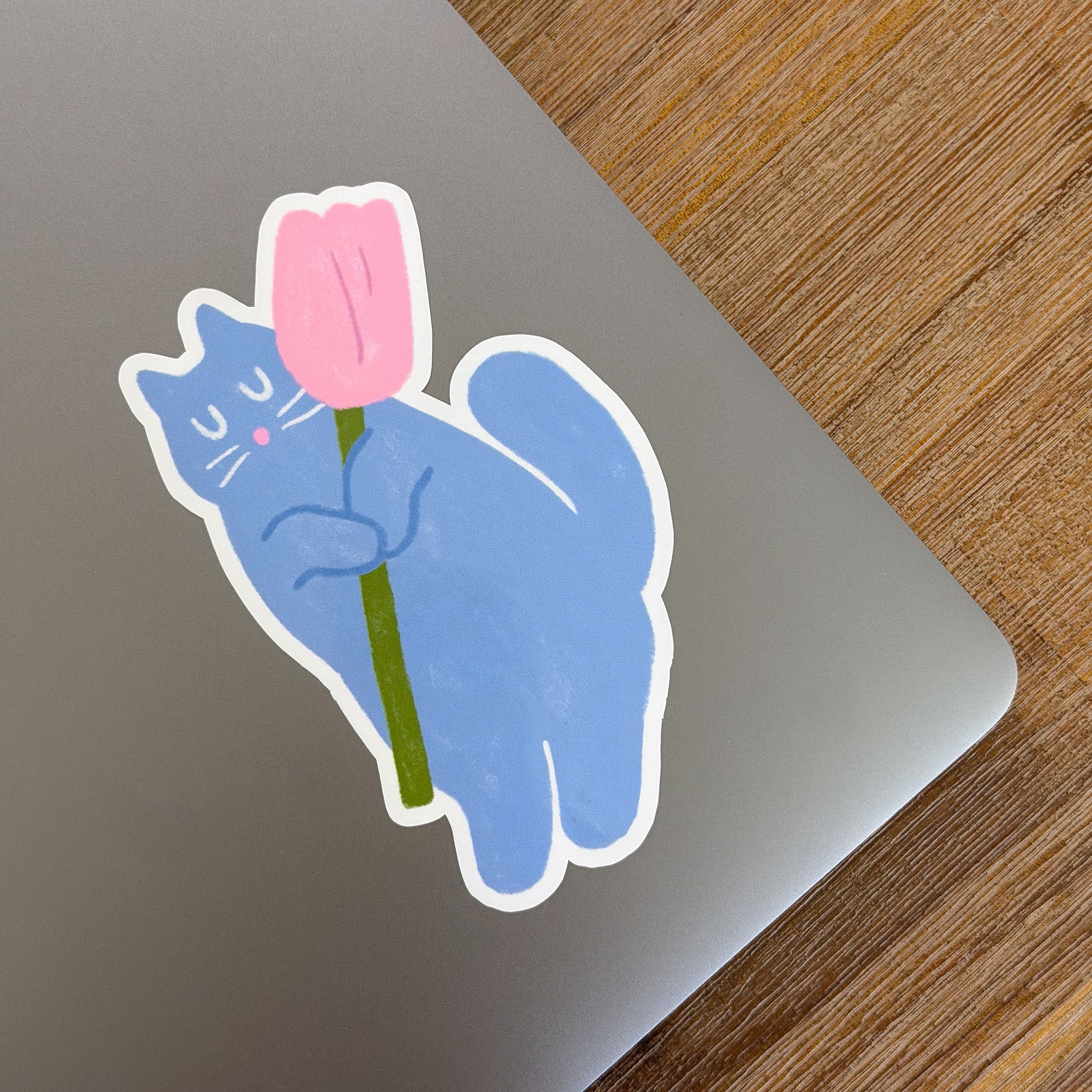 Blooming Blue Cat Sticker