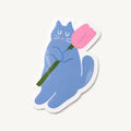 Blooming Blue Cat Sticker