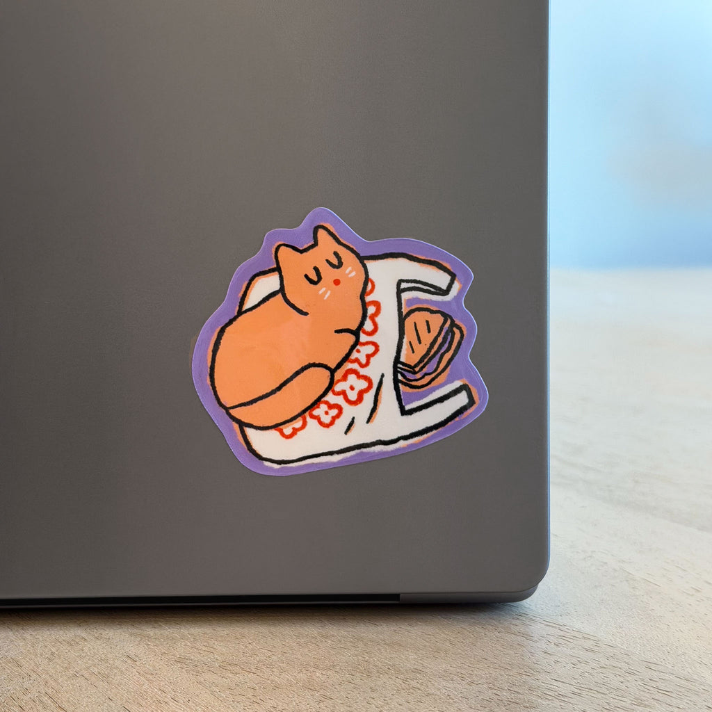 Meow York Deli Cat - Rose Deli Bag Sticker